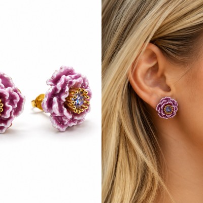 Pendientes Peonia Amatista