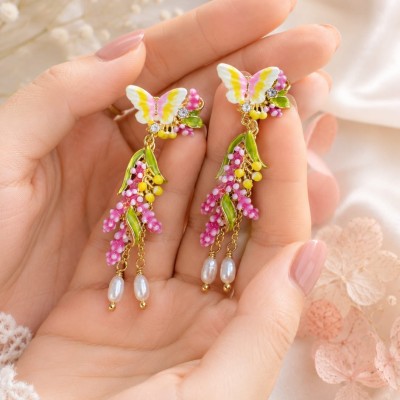 Pendientes Mariposa y Flores Esmaltadas