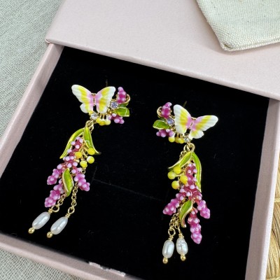 Pendientes Mariposa y Flores Esmaltadas