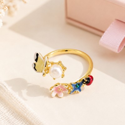 Anillo Mariposa y Flores