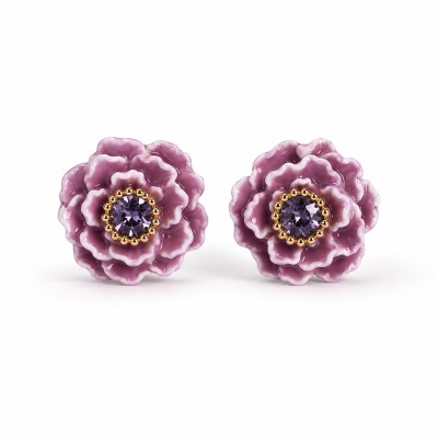Pendientes Peonia Amatista