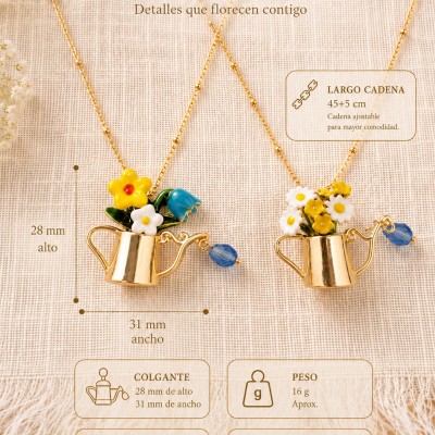 Collar Regadera Floral | Collar romántico con flores esmaltadas y diseño original
