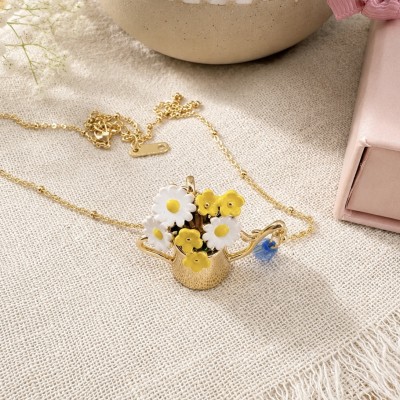 Collar Regadera Floral | Collar romántico con flores esmaltadas y diseño original
