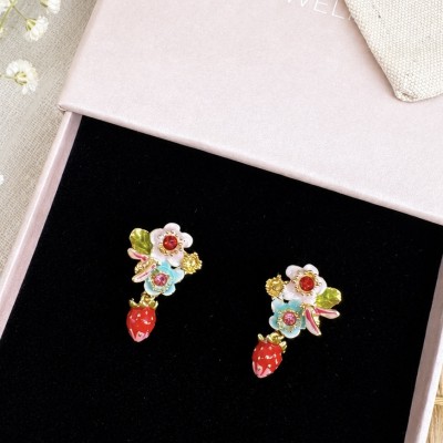 Anillo Mini Fresa Ajustable con Flores Esmaltadas | Joyería Romántica AdoraVi