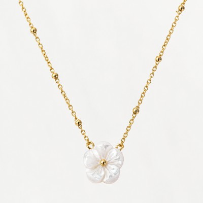 Collar Flor de Nácar Natural | Acero Inoxidable con Baño de Oro PVD
