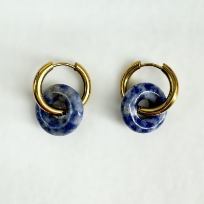 Pendientes Lúa con piedra azul