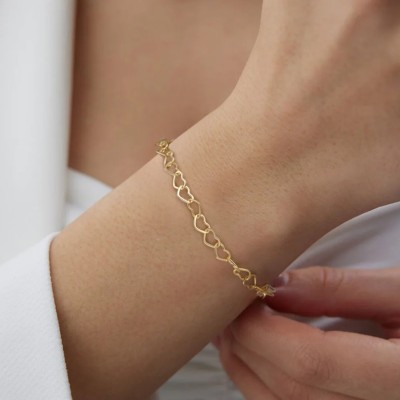 Pulsera Corazones Gold